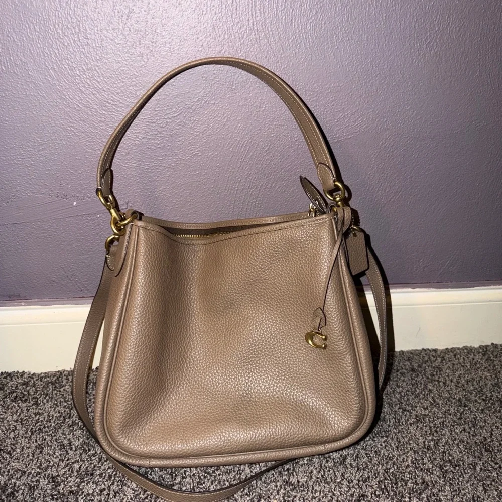 Coach Cary Shoulder Bag Dark Stone Pebble Leather Crossbody Hobo - Picture 2 of 15